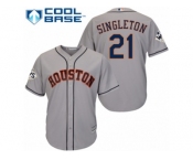Youth Majestic Houston Astros #21 Jon Singleton Replica Grey Road 2017 World Series Bound Cool Base MLB Jersey