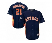 Youth Majestic Houston Astros #21 Jon Singleton Replica Navy Blue Alternate 2017 World Series Bound Cool Base MLB Jersey