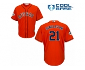 Youth Majestic Houston Astros #21 Jon Singleton Replica Orange Alternate 2017 World Series Bound Cool Base MLB Jersey