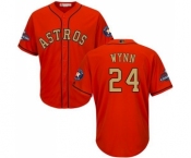 Youth Majestic Houston Astros #24 Jimmy Wynn Authentic Orange Alternate 2018 Gold Program Cool Base MLB Jersey