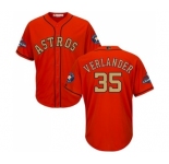 Youth Majestic Houston Astros #35 Justin Verlander Authentic Orange Alternate 2018 Gold Program Cool Base MLB Jersey