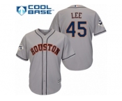 Youth Majestic Houston Astros #45 Carlos Lee Replica Grey Road 2017 World Series Bound Cool Base MLB Jersey