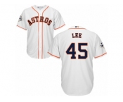 Youth Majestic Houston Astros #45 Carlos Lee Replica White Home 2017 World Series Bound Cool Base MLB Jersey