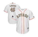 Youth Majestic Houston Astros #46 Francisco Liriano Authentic White 2018 Gold Program Cool Base MLB Jersey