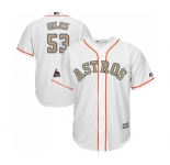 Youth Majestic Houston Astros #53 Ken Giles Authentic White 2018 Gold Program Cool Base MLB Jersey