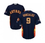 Youth Majestic Houston Astros #9 Marwin Gonzalez Authentic Navy Blue Alternate 2018 Gold Program Cool Base MLB Jersey