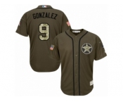 Youth Majestic Houston Astros #9 Marwin Gonzalez Replica Green Salute to Service MLB Jersey