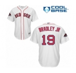 Youth Majestic Boston Red Sox #19 Jackie Bradley Jr Authentic White Home Cool Base 2018 World Series Champions MLB Jersey