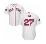 Youth Majestic Boston Red Sox #27 Carlton Fisk Authentic White Home Cool Base 2018 World Series Champions MLB Jersey