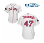 Youth Majestic Boston Red Sox #47 Tyler Thornburg Authentic White Home Cool Base 2018 World Series Champions MLB Jersey