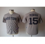 youth mlb jerseys boston red sox #15 pedroia grey