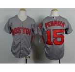 youth mlb jerseys boston red sox #15 pedroia grey[number red]