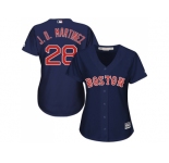 Women Boston Red Sox #28 J. D. Martinez Navy Blue Alternate Stitched Baseball Jersey