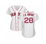 Women Boston Red Sox #28 J. D. Martinez White Home Stitched Baseball Jersey