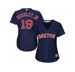 Women Majestic Boston Red Sox #19 Jackie Bradley Jr Replica Navy Blue Alternate Road MLB Jersey