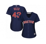 Women Majestic Boston Red Sox #43 Addison Reed Replica Navy Blue Alternate Road MLB Jersey