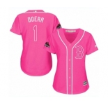 Women's Majestic Boston Red Sox #1 Bobby Doerr Authentic Pink Fashion 2018 World Series Champions MLB Jersey