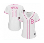 Women's Majestic Boston Red Sox #11 Rafael Devers Authentic White Fashion 2018 World Series Champions MLB Jersey