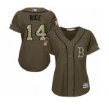 Women's Majestic Boston Red Sox #14 Jim Rice Authentic Green Salute to Service 2018 World Series Champions MLB Jersey