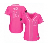 Women's Majestic Boston Red Sox #14 Jim Rice Authentic Pink Fashion 2018 World Series Champions MLB Jersey