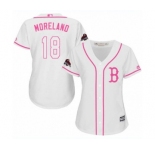 Women's Majestic Boston Red Sox #18 Mitch Moreland Authentic White Fashion 2018 World Series Champions MLB Jersey