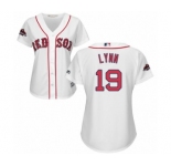 Women's Majestic Boston Red Sox #19 Fred Lynn Authentic White Home 2018 World Series Champions MLB Jersey
