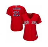 Women's Majestic Boston Red Sox #21 Roger Clemens Authentic Red Alternate Home MLB Jersey