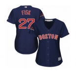 Women's Majestic Boston Red Sox #27 Carlton Fisk Authentic Navy Blue Alternate Road 2018 World Series Champions MLB Jersey