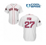 Women's Majestic Boston Red Sox #27 Carlton Fisk Authentic White Fashion 2018 World Series Champions MLB Jersey