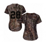 Women's Majestic Boston Red Sox #28 J. D. Martinez Authentic Camo Realtree Collection Flex Base 2018 World Series Champions MLB Jersey