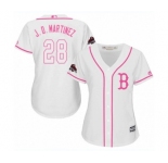 Women's Majestic Boston Red Sox #28 J. D. Martinez Authentic White Fashion 2018 World Series Champions MLB Jersey