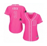 Women's Majestic Boston Red Sox #3 Jimmie Foxx Authentic Pink Fashion 2018 World Series Champions MLB Jersey