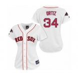 Women's Majestic Boston Red Sox #34 David Ortiz Authentic White 2018 World Series Champions MLB Jersey
