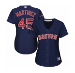 Women's Majestic Boston Red Sox #45 Pedro Martinez Authentic Navy Blue Alternate Road 2018 World Series Champions MLB Jersey