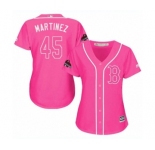 Women's Majestic Boston Red Sox #45 Pedro Martinez Authentic Pink Fashion 2018 World Series Champions MLB Jersey