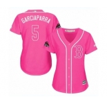 Women's Majestic Boston Red Sox #5 Nomar Garciaparra Authentic Pink Fashion 2018 World Series Champions MLB Jersey