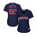 Women's Majestic Boston Red Sox #50 Mookie Betts Authentic Navy Blue Alternate Road 2018 World Series Champions MLB Jersey
