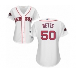 Women's Majestic Boston Red Sox #50 Mookie Betts Authentic White Home 2018 World Series Champions MLB Jersey