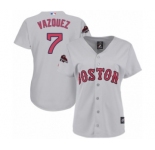 Women's Majestic Boston Red Sox #7 Christian Vazquez Authentic Grey Road 2018 World Series Champions MLB Jersey