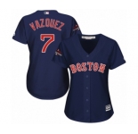 Women's Majestic Boston Red Sox #7 Christian Vazquez Authentic Navy Blue Alternate Road 2018 World Series Champions MLB Jersey