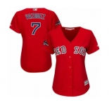 Women's Majestic Boston Red Sox #7 Christian Vazquez Authentic Red Alternate Home 2018 World Series Champions MLB Jersey