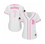 Women's Majestic Boston Red Sox #7 Christian Vazquez Authentic White Fashion 2018 World Series Champions MLB Jersey