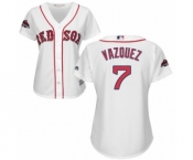 Women's Majestic Boston Red Sox #7 Christian Vazquez Authentic White Home 2018 World Series Champions MLB Jersey