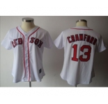 women mlb boston red sox #13 crawford white[red number]