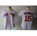 women mlb boston red sox #15 pedroia white[red number]