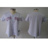 women mlb boston red sox blank white[pink number]