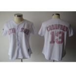 women mlb jerseys boston red sox #13 crawford white[pink number]
