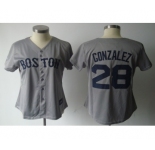 women mlb jerseys boston red sox #28 gonzalez grey