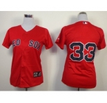 women mlb jerseys boston red sox #33 varitek red(cool base)