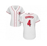 Women Majestic Cincinnati Reds #4 Scooter Gennett Replica White MLB Jersey